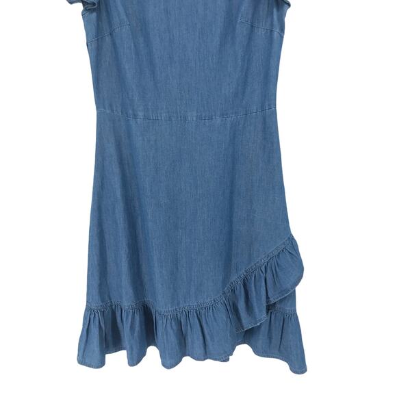 Draper James Chambray Short Sleeve Ruffle Dress Size 2 - Picture 6 of 10